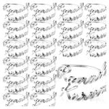 (UNUSED) FillTouch 24 Set Ramadan Napkin Rings Eid Mubarak Kareem Letter Metal Napkin Holder Muslim Alphabet Buckles Table Decor for Islamic Party(Silver,Ramadan Kareem)