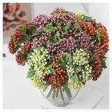 (UNUSED) DILATATA Plastic 12 Inch Pepperberry Artificial Berry Stems Holly Christmas Berries for Festival Holiday Crafts and Home Decor, Orange Berry Floral Christmas Tree Decorations