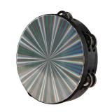 Radiant Tambourine 8 Inch Hand Held Drum with Double Row jingles, Reflective Tambourines Percussion Musical Instruments for Adults Kids Church Party Dance Games- Missing one Zill and bar for connectio