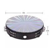 Radiant Tambourine 8 Inch Hand Held Drum with Double Row jingles, Reflective Tambourines Percussion Musical Instruments for Adults Kids Church Party Dance Games- Missing one Zill and bar for connectio