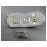 FACTORY SEALED - set of 2 Bride to Be Gift Bride Makeup Bag Mrs Makeup Bag Hair Claw Clip Engagement Bridal Shower Gifts for Bachelorette Wedding(MRS)