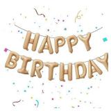FACTORY SEALED - FUNTOOB Caramel Happy Birthday Balloons Banner - 16 Inch Foil Letter Balloons for Boys Girls Adults - Birthday Sign Decorations