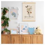 FACTORY SEALED - QROZIAR Christian Bible Verse Wall Decor Canvas Posters,Give Thanks Religious Scripture Wall Decor Framed with Wood Hanger,Wildflower Wall Hanging Banner Decor for Home Bedroom Living