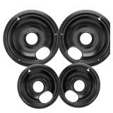 (UNUSED) COZZIVITA Stove Drip Pan for Electric Stove Top, Compatible with Frigidaire 10% Energy Save by Enamel Spraying Prevent Bending and Rust Includes a Set of 4 Oven Burner Drip Pans, Black
