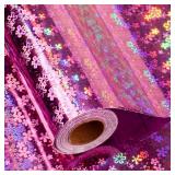 FACTORY SEALED - Merture 17 In X 32.8 Ft (46.5 sq.ft.) Metallic Wrapping Paper Roll, Pink Gift Wrap with Holographic Cherry Blossoms for Wedding, Birthday, Valentine