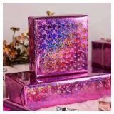FACTORY SEALED - Merture 17 In X 32.8 Ft (46.5 sq.ft.) Metallic Wrapping Paper Roll, Pink Gift Wrap with Holographic Cherry Blossoms for Wedding, Birthday, Valentine