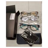 FACTORY SEALED - 3 Pack Cat Eye Reading Glasses for Women, Blue Light Blocking Readers Flash Drill Reading Glasses with Spring Hinge (Black/Blue/Brown, 1.75, x)