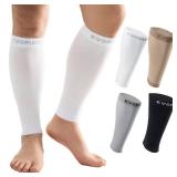 FACTORY SEALED - EVOPLECI 20-30mmHg Black Calf Compression Sleeve Men and Women Wide Calf Sleeve Brace Compression Socks for Leg Support Shin Splint Pain Relief (White, XX-Large)
