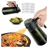 (UNUSED) JULEHUI Dark Green 16oz Olive Oil Sprayer for Cooking - 2 in 1 Spray & Pour Olive Oil Dispenser - 470ml Glass Spray Oil Bottle With Stickers