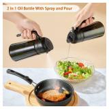 (UNUSED) JULEHUI Dark Green 16oz Olive Oil Sprayer for Cooking - 2 in 1 Spray & Pour Olive Oil Dispenser - 470ml Glass Spray Oil Bottle With Stickers