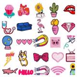 FACTORY SEALED - Nicime 25pcs Pink Preppy Iron/Sew on Patches, Fashion Y2K Embroidered Applique, Cool Cute Decoration Stickers for Clothes, Hat, Backpack, Jeans, Dress (Pink 3)