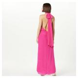 FACTORY SEALED - The Drop Womens Halter Twist Tie Dress, Beetroot, L