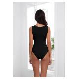 (UNUSED) DSPSAM Sleeveless Tank Tee Shirts for Women Plus Size Bodysuit for Women Black Body Suit Shapewear Cosplay Costumes (Black, X-Large)