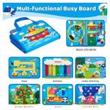 FACTORY SEALED - Kickduck Busy Board Montessori Toys for 3 4 Year Old Boys & Girls Birthday Gifts, Educational Activity Sensory Board Preschool Learning Toys for Toddlers, Travel Toys for Airplane (No