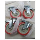 Online Best Service Caster Wheels Swivel Plate w/ Brake Casters On Red Polyurethane Wheels (5 inch with Brake) - Retail: $26