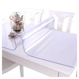 NECAUX Custom 16 x 31.5 Inch Clear Desk Cover Protector, 1.5mm Thick Plastic Desk Pad, Desk Protector Clear, Desk Mats on top of Desk, Vinyl Clear Table Cover Protector for Computer Desk, Writing Desk