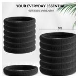 FACTORY SEALED - TAOVEN 120 Pcs Black Hair Ties No Damage for Women, Ponytail Holders for Thick Hair, Seamless Cloth Fabric Soft Hair Bands for Women