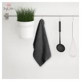 Infinitee Xclusives 100% Cotton Kitchen Towels - 15x25 Inch Ultra Soft Tea Towel, Super Absorbent Terry Dish Towels for Kitchen Linens |Grey| (6 Towels Included/3 white & 3 grey) See Photos for stains