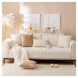 vctops Super Soft Velvet Quilted Sofa Couch Covers Non-Slip Sectional Couch Cover Leaf Pattern Plush Sofa Slipcover Furniture Protector for Pets Kids Children Dog Cat (Cream,28"x59")