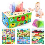 (UNUSED) URMYWO Baby Tissue Box Toy - Montessori Baby Toys for 6-12 Months 1 Year Old Boy Girl - Soft Crinkle Sensory Toys for Infant Toddlers - Easter Basket Essentials Stuffers - Baby Boy Girl Gifts