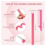 (UNUSED) Syhood 30 Pieces Flexible Curling Rods Twist Hair Rollers Soft Foam Rods No Heat and 1 Pcs Steel Rat Tail Comb for Women Long and Short Hair(7 x 0.3 Inch,Pink)