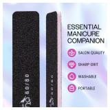4 pcs - PANA Jumbo Double-Sided Emery Nail File for Manicure, Pedicure, Natural, and Acrylic Nails - Black (Grit 80/80) See Photos