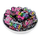 (UNUSED) Lovyomi 12PCS Nurse Silicone Focal Beads for Pens, Character Silicone Beads for Lanyard Making DIY Handicraf