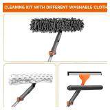 Chabatree Window Squeegee Cleaner Set 2-in-1 Window Cleaning Tool with Extendable Pole, Window Cleaning kit with Bendable Head for Indoor & Outdoor Glass for Car Indoor Outdoor High Windowsï¼Kit1.