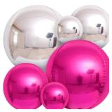 KatchOn, Hot Pink and Silver Balloons - 22 Inch, Pack of 14 | Silver and Hot Pink Balloons for Bachelorette Party Decorations,Baby Shower, Bridal Shower, Wedding, Anniversary, Birthday Decorations