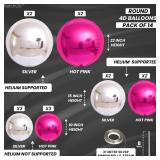 KatchOn, Hot Pink and Silver Balloons - 22 Inch, Pack of 14 | Silver and Hot Pink Balloons for Bachelorette Party Decorations,Baby Shower, Bridal Shower, Wedding, Anniversary, Birthday Decorations