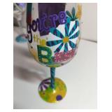 Hand Painted Decorative Wine Glass Set of 4