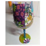 Hand Painted Decorative Wine Glass Set of 4