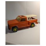 1960s Tonka Orange Chevrolet Pickup Truck with Camper Shell, Vintage Toy Truck Collectible