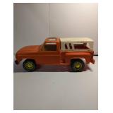 1960s Tonka Orange Chevrolet Pickup Truck with Camper Shell, Vintage Toy Truck Collectible