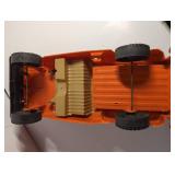 1960s Tonka Orange Chevrolet Pickup Truck with Camper Shell, Vintage Toy Truck Collectible