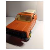 1960s Tonka Orange Chevrolet Pickup Truck with Camper Shell, Vintage Toy Truck Collectible