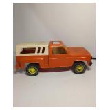1960s Tonka Orange Chevrolet Pickup Truck with Camper Shell, Vintage Toy Truck Collectible