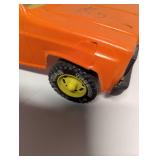 1960s Tonka Orange Chevrolet Pickup Truck with Camper Shell, Vintage Toy Truck Collectible