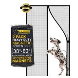Flux Phenom Magnetic Screen Door (2 Pack) - Bugs Out, Breeze in - 9min Install Auto-Sealing Heavy Duty Double Stitched Mesh, Hands Free Sliding & Patio Doors Net, Pet & Kid Friendly, 38 x 82 Inch