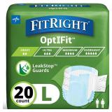 FitRight Adult Diapers, Extra+ Heavy Absorbency, L (Waist Size 44in-56in), 20 Count, OptiFit Incontinence Briefs for Men and Women, Disposable, Moisture-Wicking, Leak Protection, - Retail: $12