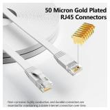Cat 6 Ethernet Cable 150ft (45.72m), Outdoor & Indoor, 10Gbps Support Cat 8 Cat 7 Network, Long Flat Internet Lan Patch Cord, Cat6 High Speed Weatherproof Cable for Router, Modem, Switch, White - Reta