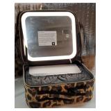 Makeup Bag with Light up Mirror, Travel Makeup Case with Mirror and Lights, Lighted Cosmetic Train Case with 3 Color Settings, Make up Organizer Bag with Adjustable Dividers Brush Board - Retail: $30