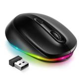 Rechargeable Wireless Mouse -Light Up Mouse for Laptop, Small Cordless Mice with Quiet Click & LED Lights for Kids