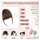 Clip in Bangs, 100% Real Human Hair Medium Brown Fake Bangs Hairpieces for Women Bangs Hair Clip Fringe with Temples Wispy Bangs Clip in Hair Extensions for Daily Wear