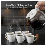 12-Cup Drip Coffee Maker with Borosilicate Glass Carafe, One-Touch Operation Machine, Anti-Drip System, Reusable Filter and Clear View Water Gauge, Ideal for Home or Office, Light Teal CM412LBL