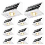 Solar Fence Lights Outdoor Waterproof High Brightness LED Spot Lens Deck Lights 7 Mode Warm & Cool White RGB Solar Powered Wall Lighting Decor for Outside Patio Step Backyard Railing - 12 Pack(White) 