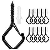 10 PCS Metal Ceiling Hooks for Hanging Plants & Outdoor String Lights - 2.2 Inches Black