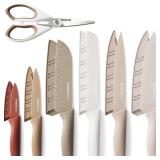 Knife Set, 13 Pieces Kitchen Knives Set with Healthy Anti-Rust Coating, Dishwasher Safe, Stainless Steel Chef Knife Sets with 6 Blade Guards, Perfect Holiday Gifts for Kitchen - Retail: $50