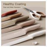 Knife Set, 13 Pieces Kitchen Knives Set with Healthy Anti-Rust Coating, Dishwasher Safe, Stainless Steel Chef Knife Sets with 6 Blade Guards, Perfect Holiday Gifts for Kitchen - Retail: $50
