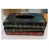 Crafted Classical Retro Wooden Antique Book Tissue Box Cover Rectangular Tissue Holder Dispenser Paper Cover Case Napkin Holder Home Decor for Bathroom Living Room Office car Kitchen (Dark Green). Bac